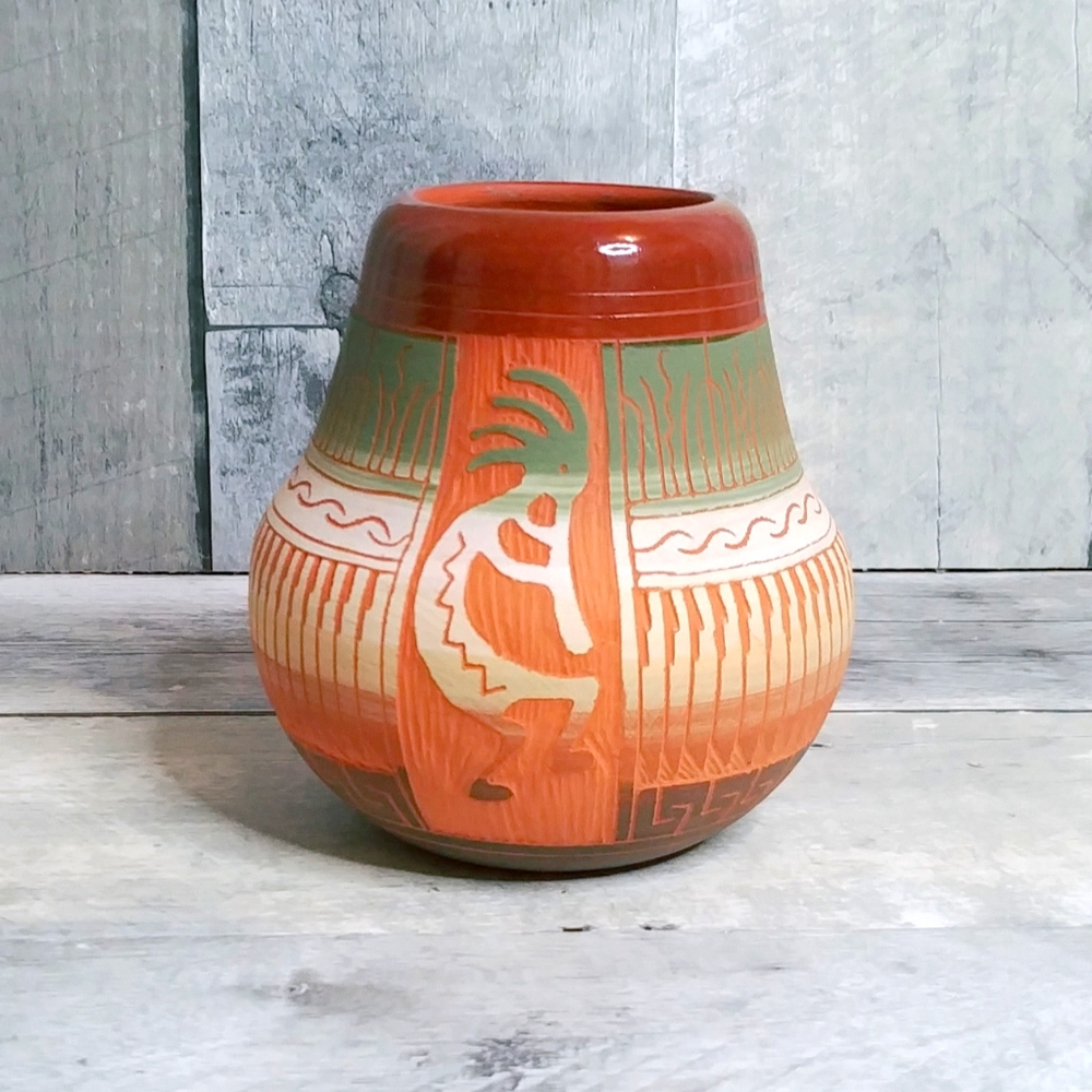 Handcrafted Terracotta Vase with Tribal Design